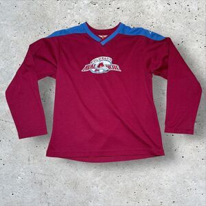Vtg Colorado Avalanche Mighty Mac Jersey Youth L 14-16 Burgundy Winning Goal